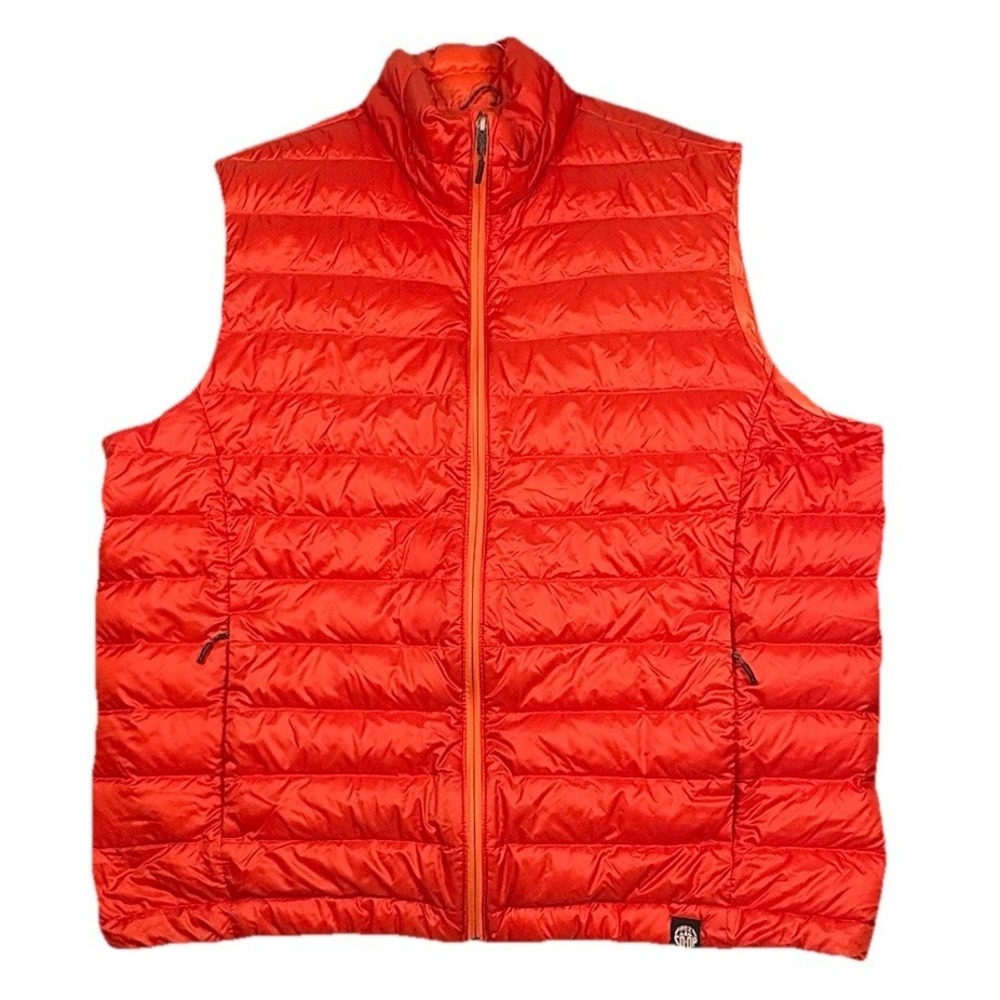 REI Co-Op Puffer Vest Down Men's Full Zip Nylon Shell Orange Pockets No Size Tag